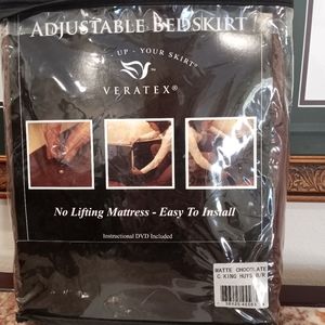 NWOT California King Satin Adustable Bed Skirt Chocolate Brown